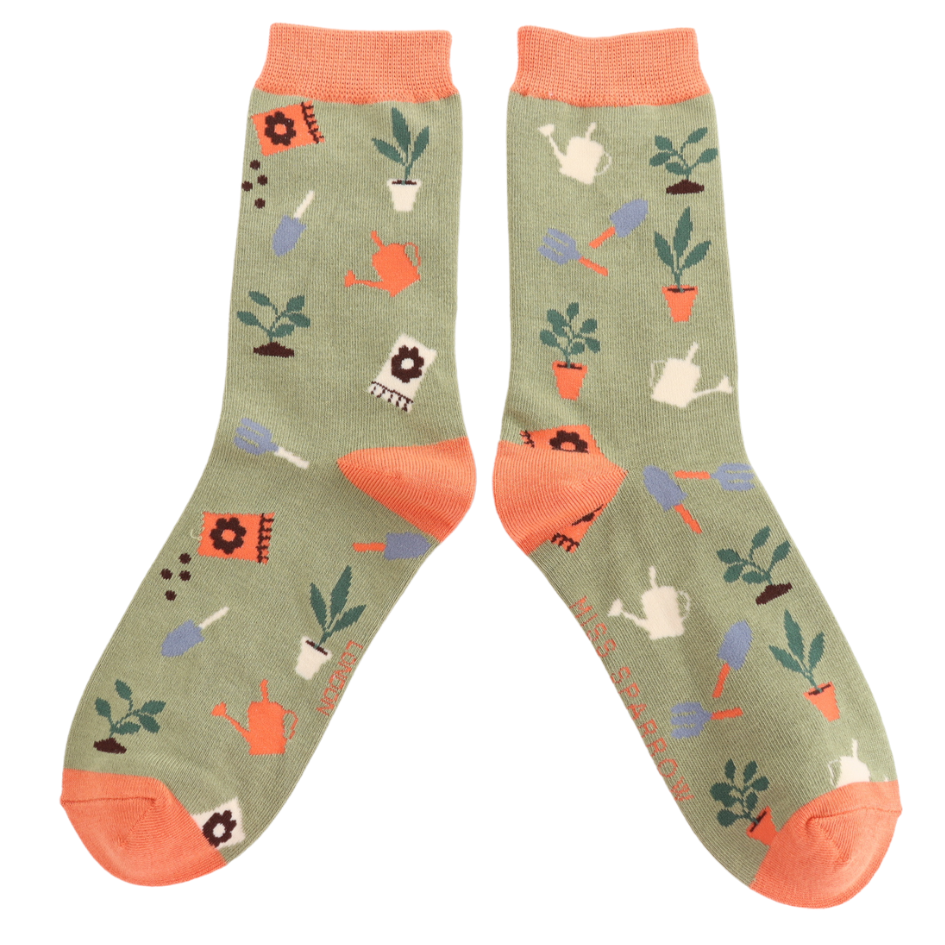 In The Allotment Gardener Ladies Bamboo Socks Green - Sugarplum Boutique