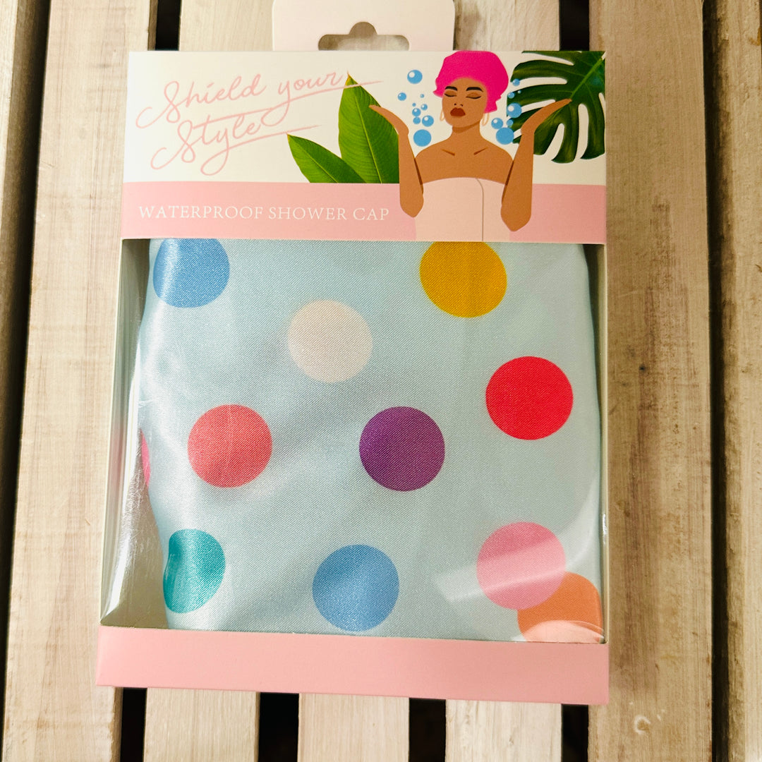 Indulge Shower Cap Blue Spotty - Sugarplum Boutique