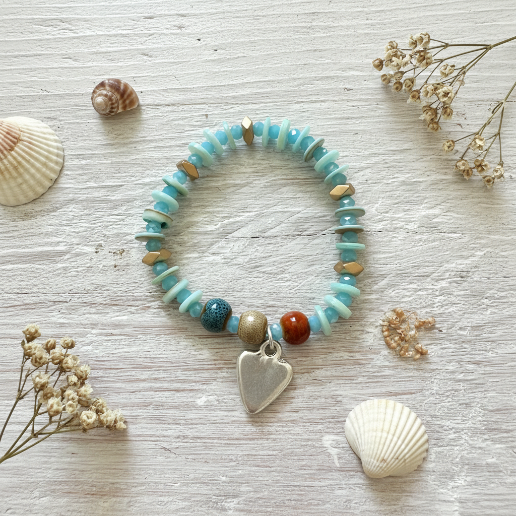 Ishia Blue Bead Bracelet - Sugarplum Boutique
