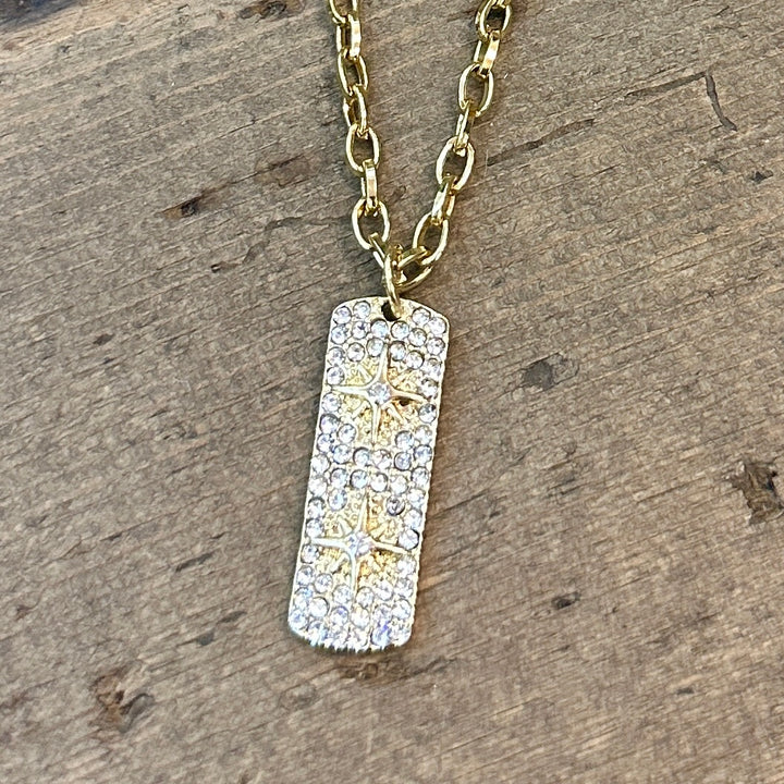 Izzy Ingot Double Chain Short Necklace Gold - Sugarplum Boutique