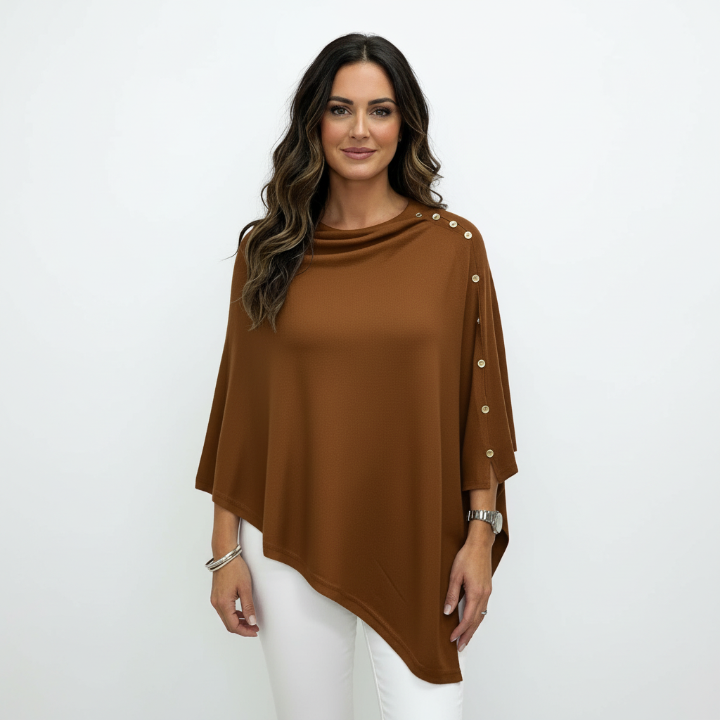 Jade Multiway Layering Brown Poncho - Sugarplum Boutique