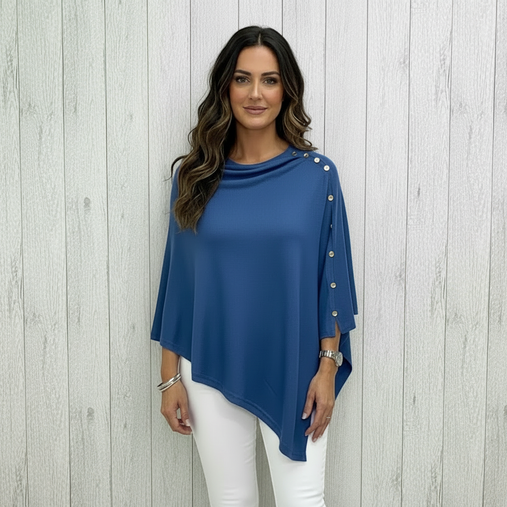 Jade Multiway Layering Denim Blue Poncho - Sugarplum Boutique