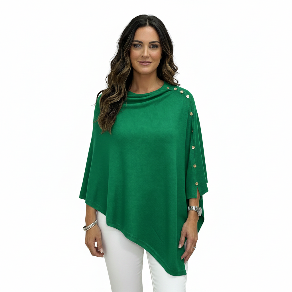 Jade Multiway Layering Forest Green Poncho - Sugarplum Boutique