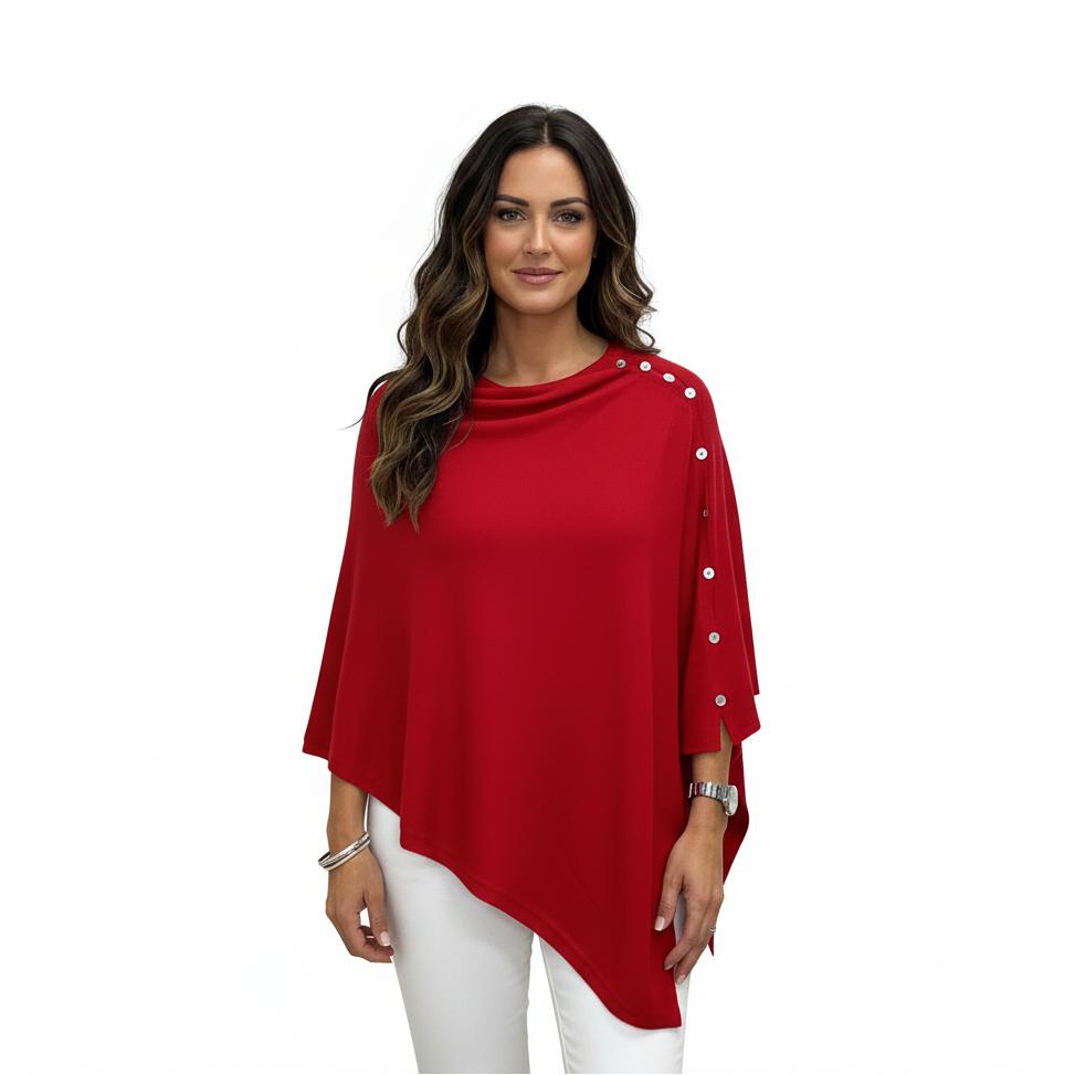 Jade Multiway Layering Red Poncho - Sugarplum Boutique
