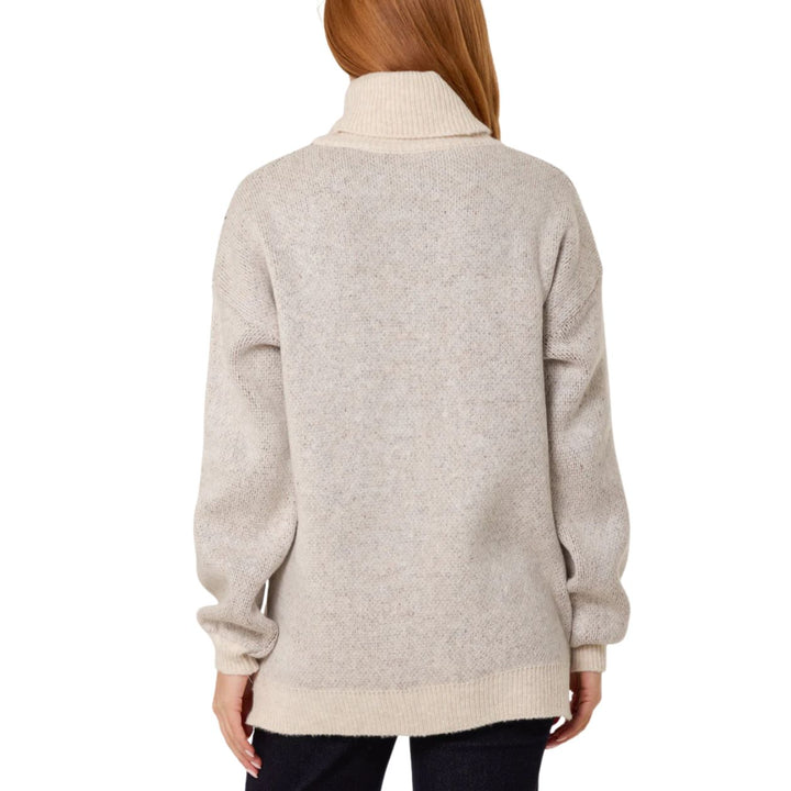 Jeanie Stone Geometric Pattern Roll Neck Jumper - Sugarplum Boutique