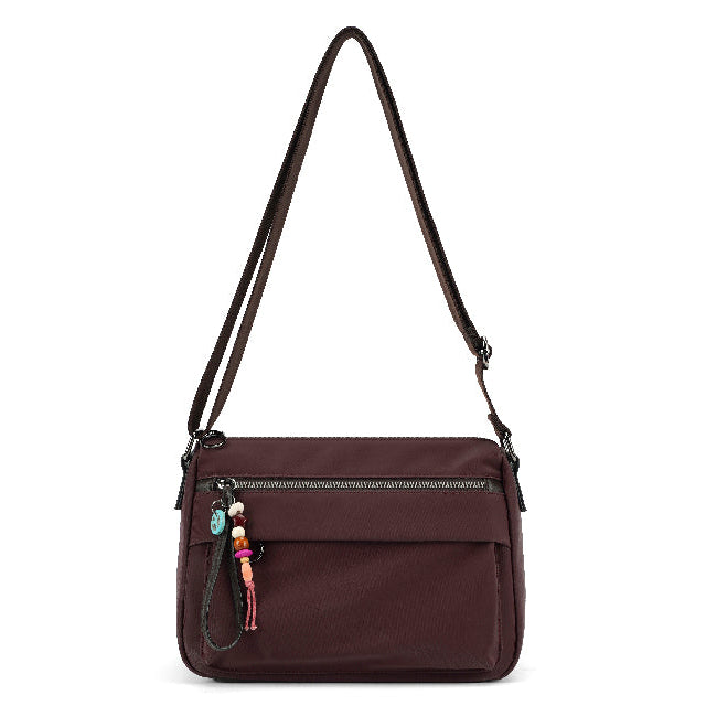 Jolie Canvas Burgundy Cross Body Handbag - Sugarplum Boutique