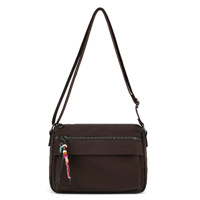 Jolie Canvas Chocolate Brown Cross Body Handbag - Sugarplum Boutique