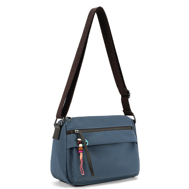 Jolie Canvas Denim Blue Cross Body Handbag - Sugarplum Boutique