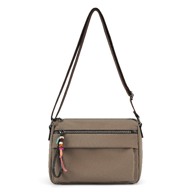 Jolie Canvas Mocha Brown Cross Body Handbag - Sugarplum Boutique