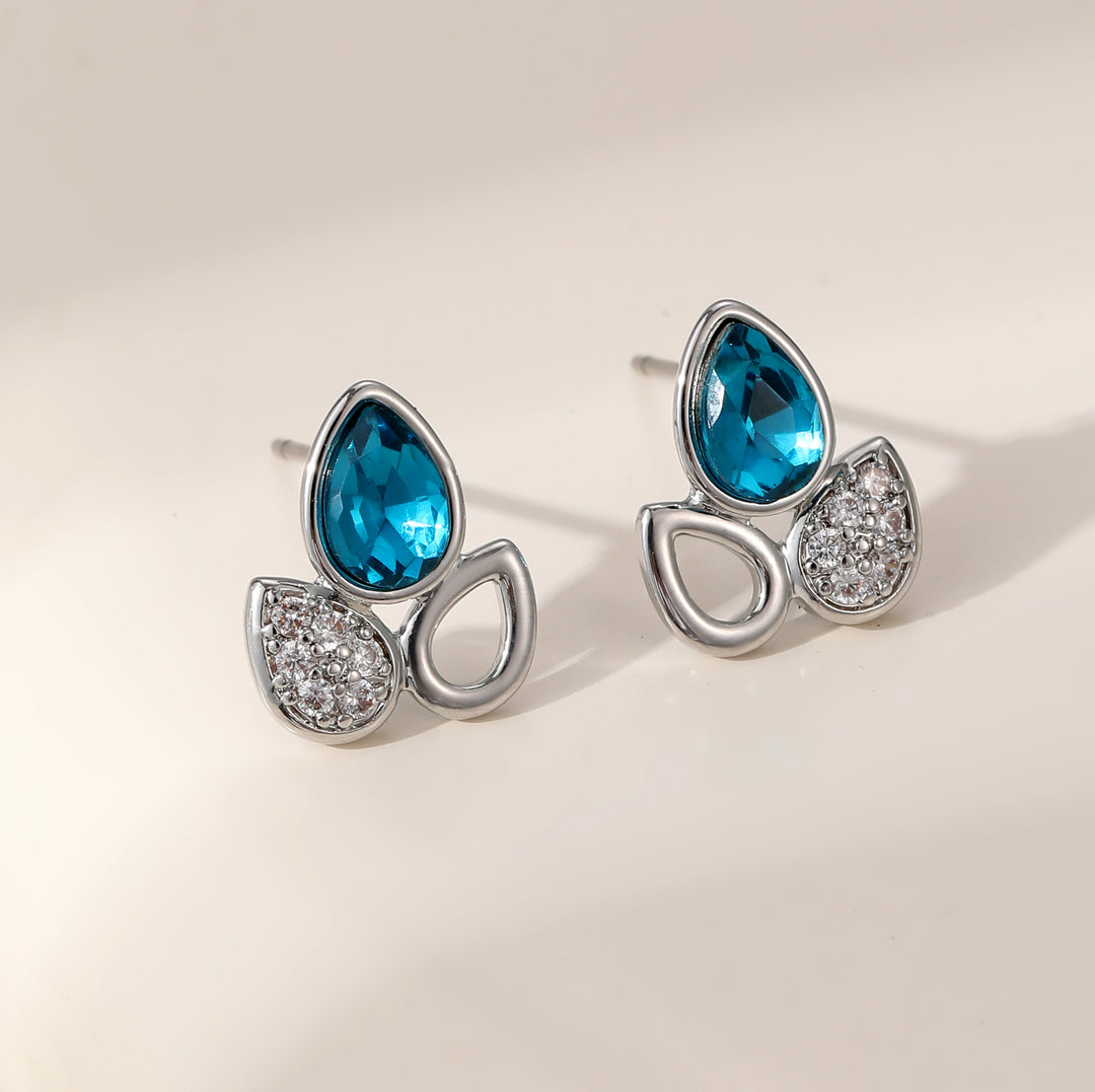 Jorja Jade Green Crystal Stud Earrings Silver - Sugarplum Boutique