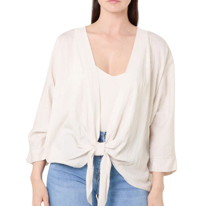 Kelly Kimono Style Stone Tie Front Cardigan - Sugarplum Boutique