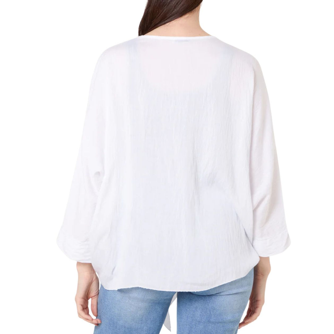 Kelly Kimono Style White Tie Front Cardigan - Sugarplum Boutique