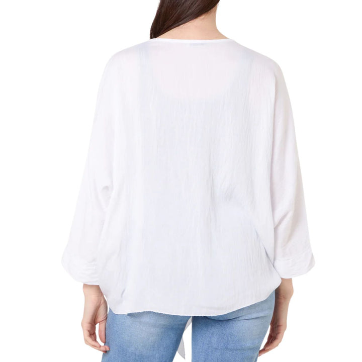 Kelly Kimono Style White Tie Front Cardigan - Sugarplum Boutique