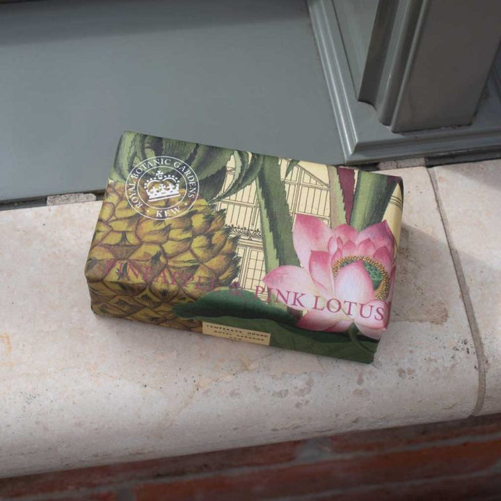 Kew Gardens Soap Bar Paper Wrapped Pineapple Pink Lotus - Sugarplum Boutique