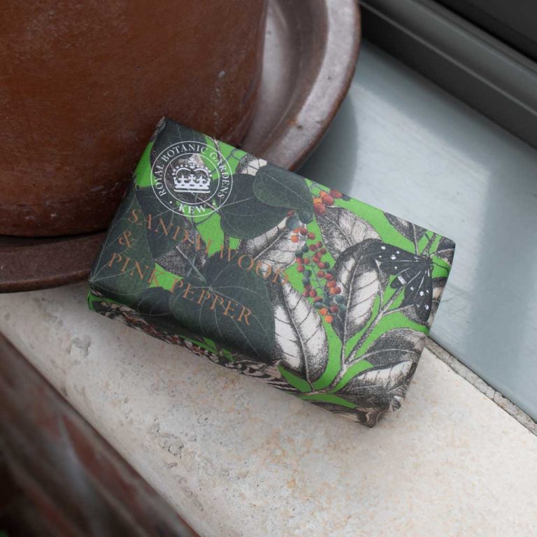 Kew Gardens Soap Bar Paper Wrapped Sandalwood Pink Pepper - Sugarplum Boutique