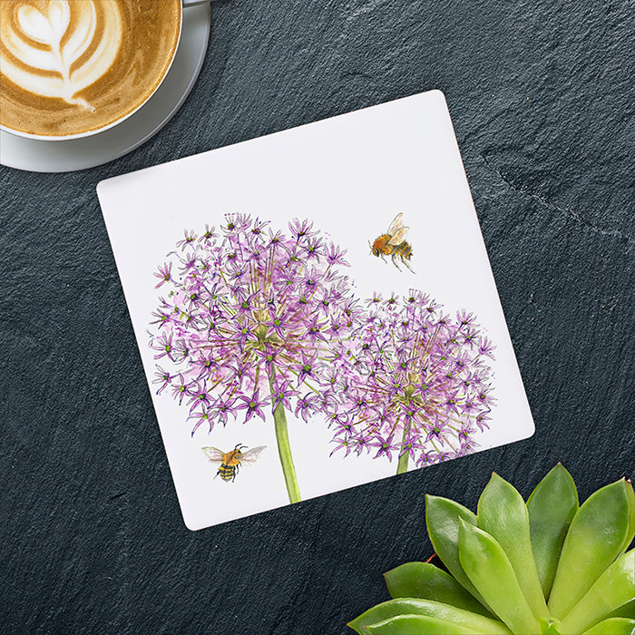 Bee Allium Fine China Coaster - Sugarplum Boutique