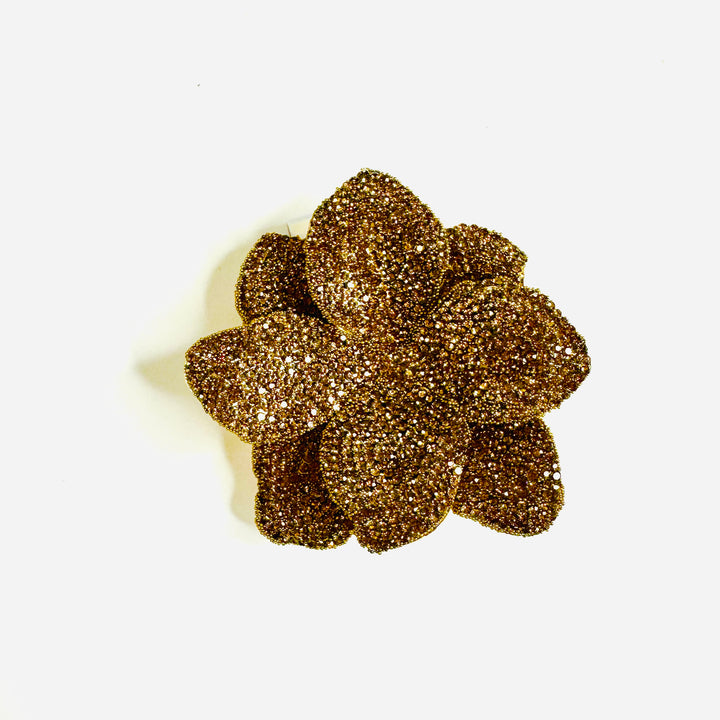 Large Diamante Flower Brooch Hairclip Gold - Sugarplum Boutique