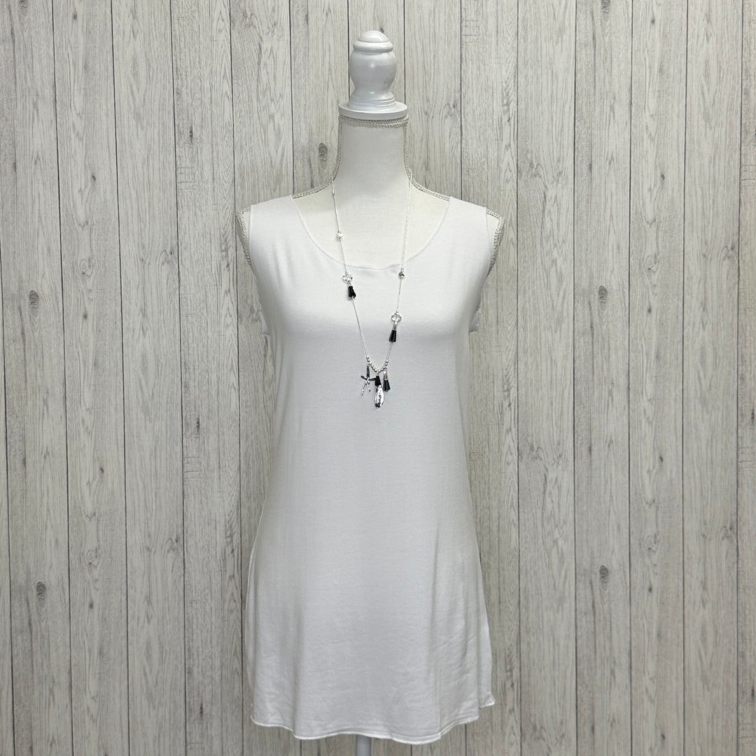 Layla Long Layering Vest White -  Sugarplum Boutique