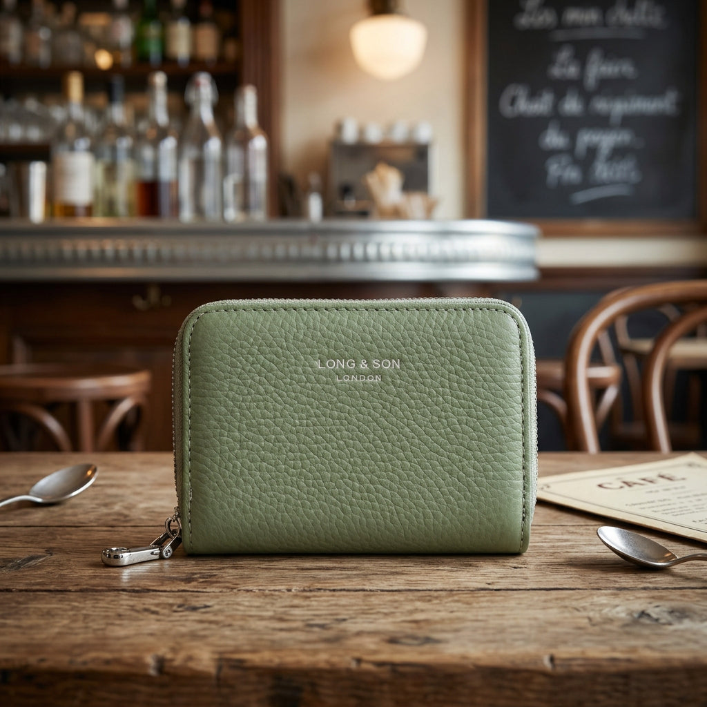Leesa Faux Leather Light Green RFID Coin Card Holder - Sugarplum Boutique