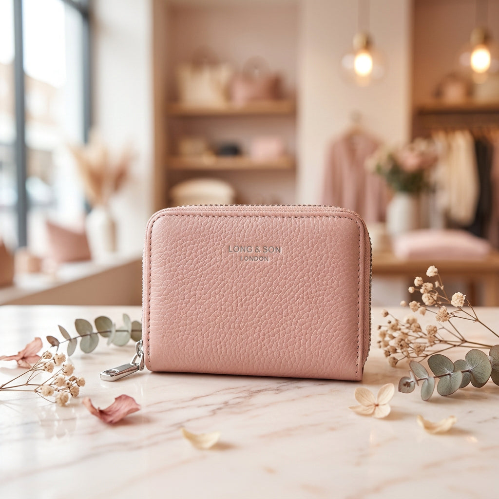 Leesa Faux Leather Pink RFID Coin Card Holder - Sugarplum Boutique