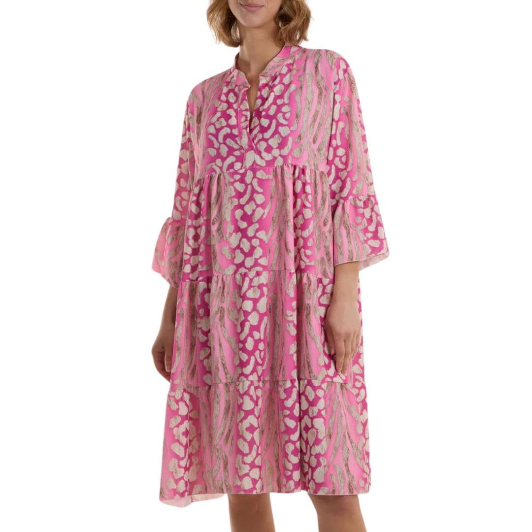 Leo Leopard Print Tunic Dress Pink - Sugarplum Boutique