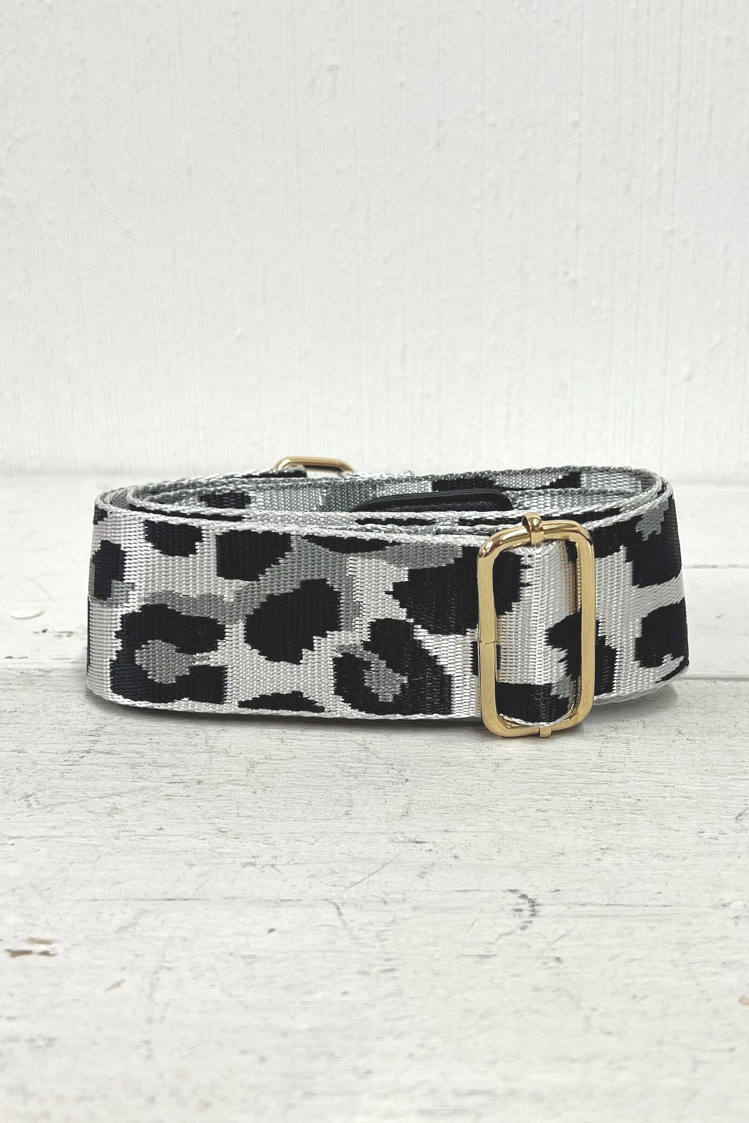 Leopard Print Interchangeable Bag Strap Silver - Sugarplum Boutique