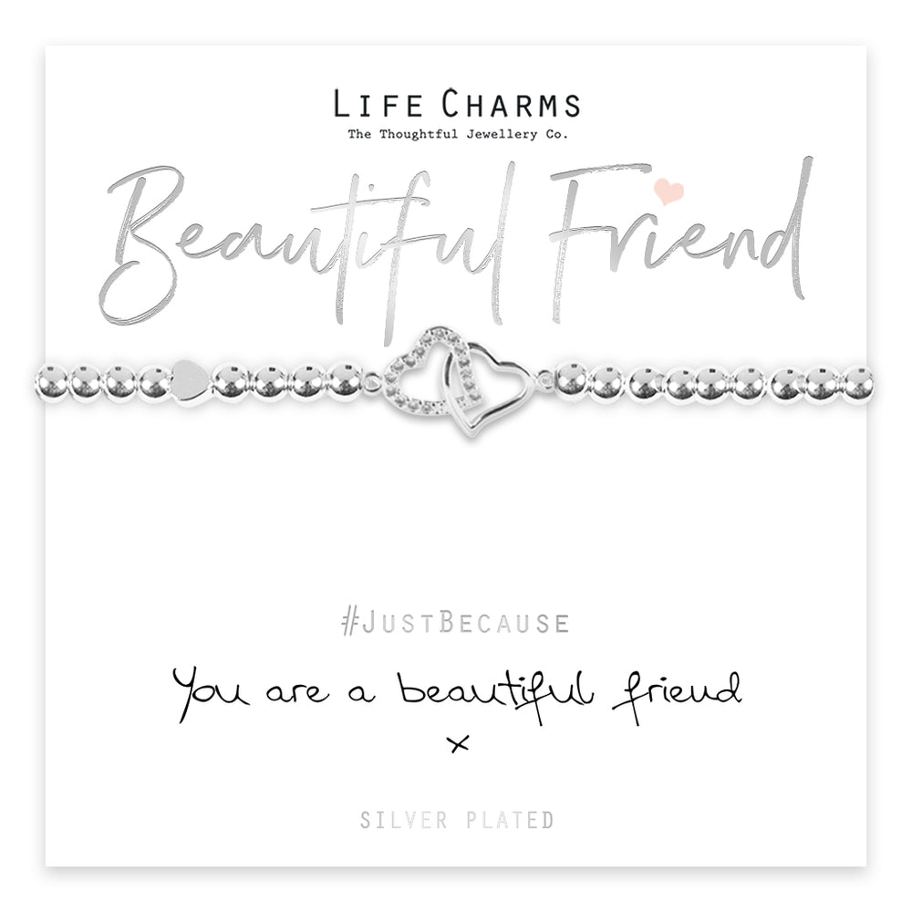 Life Charms Beautiful Friend Silver Plated Stretch Bracelet - Sugarplum Boutique