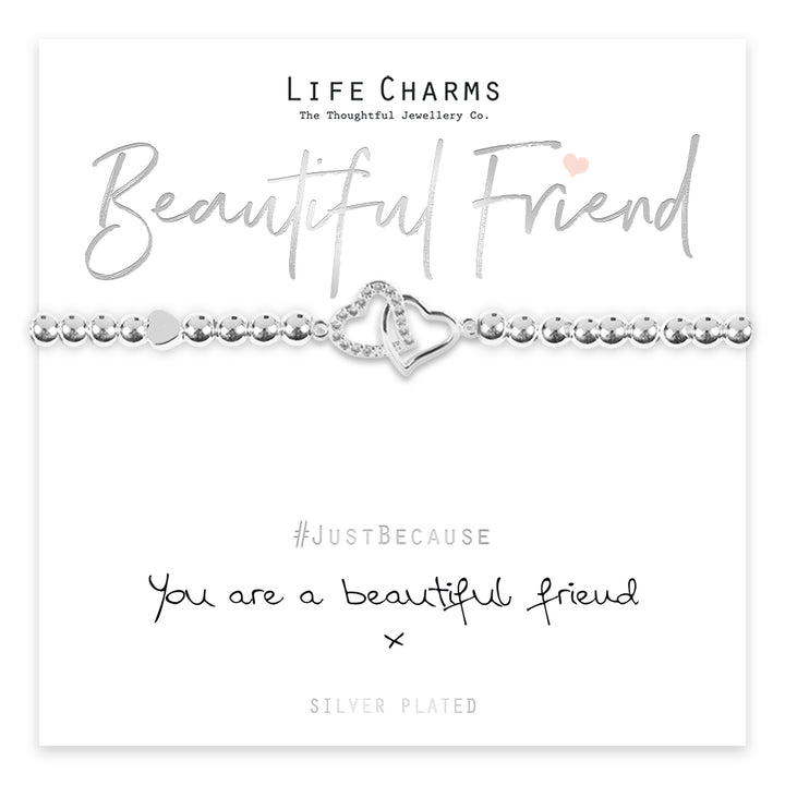 Life Charms Beautiful Friend Silver Plated Stretch Bracelet - Sugarplum Boutique