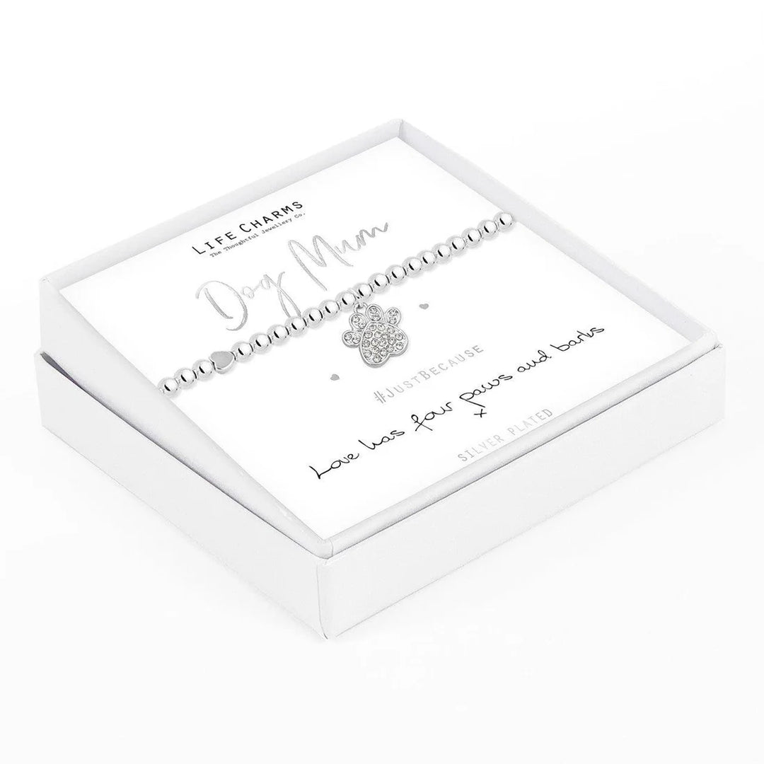 Life Charms Dog Mum Silver Plated Stretch Bracelet - Sugarplum Boutique