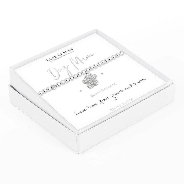 Life Charms Dog Mum Silver Plated Stretch Bracelet - Sugarplum Boutique