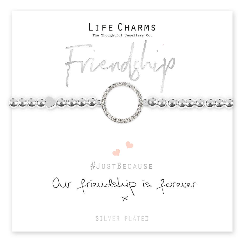 Life Charms Friendship Silver Plated Stretch Bracelet  - Sugarplum Boutique