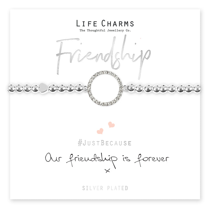 Life Charms Friendship Silver Plated Stretch Bracelet  - Sugarplum Boutique