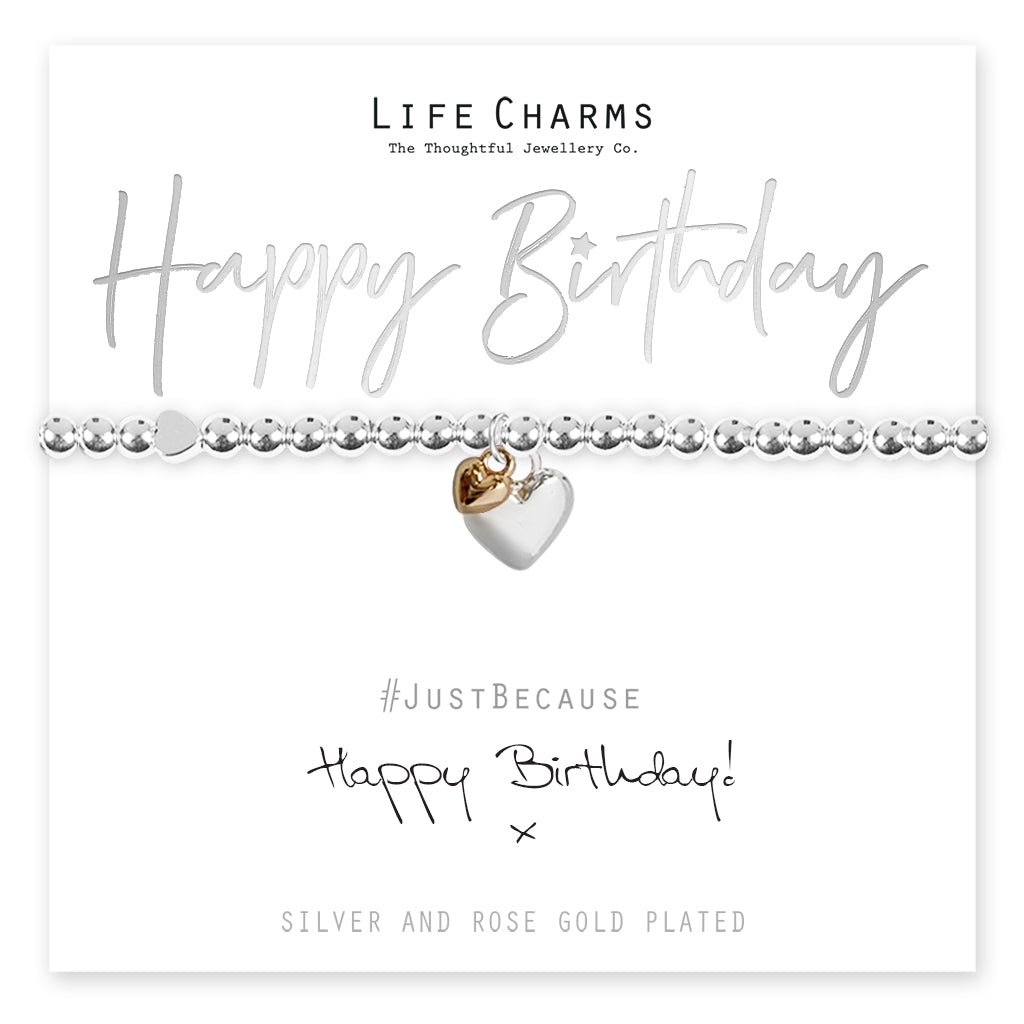 Life Charms Happy Birthday Silver Plated Stretch Bracelet - Sugarplum Boutique