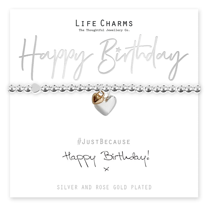 Life Charms Happy Birthday Silver Plated Stretch Bracelet - Sugarplum Boutique