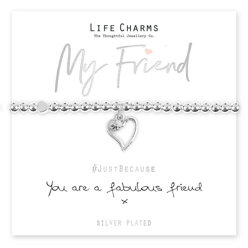Life Charms My Friend Silver Plated Stretch Bracelet  - Sugarplum Boutique