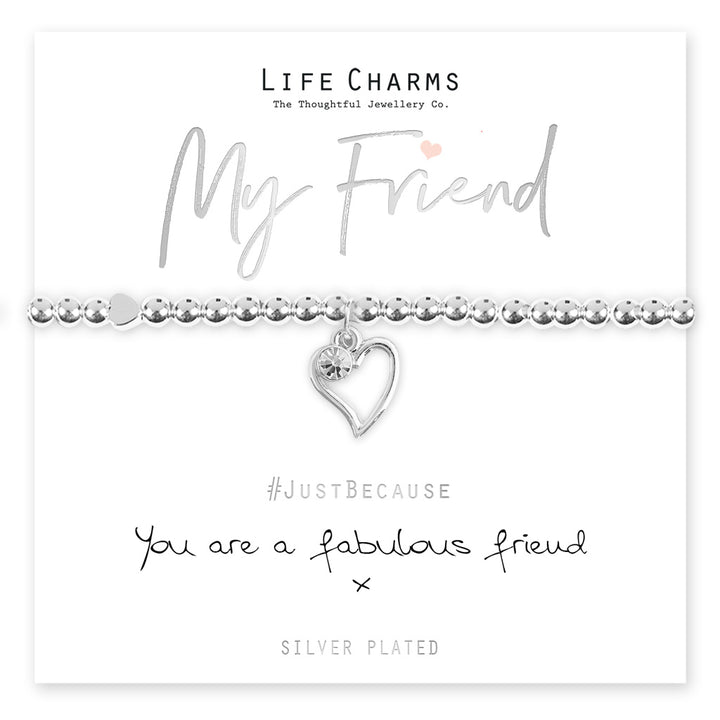 Life Charms My Friend Silver Plated Stretch Bracelet  - Sugarplum Boutique