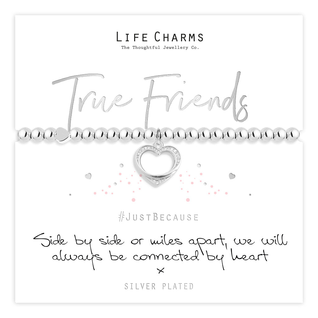 Life Charms True Friends Silver Plated Stretch Bracelet - Sugarplum Boutique