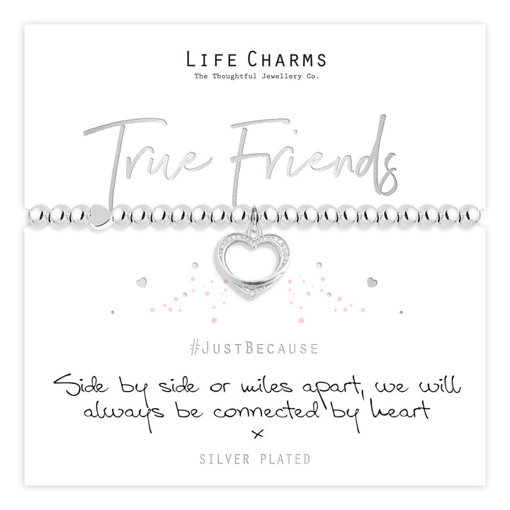 Life Charms True Friends Silver Plated Stretch Bracelet - Sugarplum Boutique
