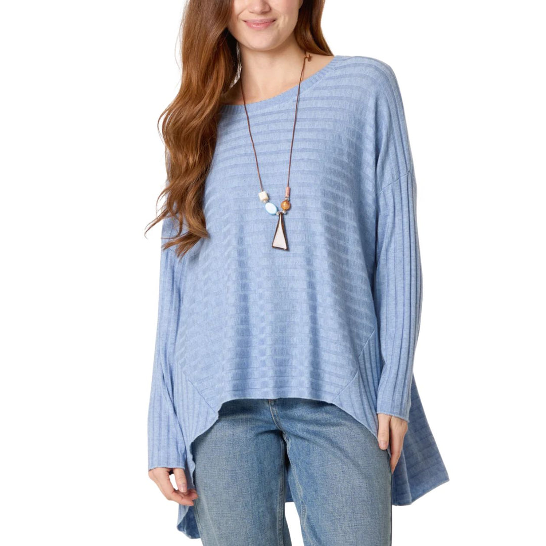 Lila Denim Blue Rib Oversize Two Piece Necklace Set - Sugarplum Boutique