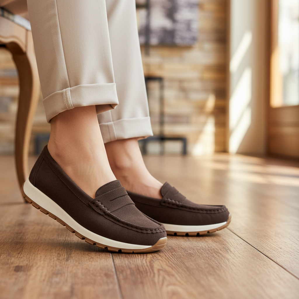 Lima Suede Leather Chocolate Brown Slip On Loafers - Sugarplum Boutique