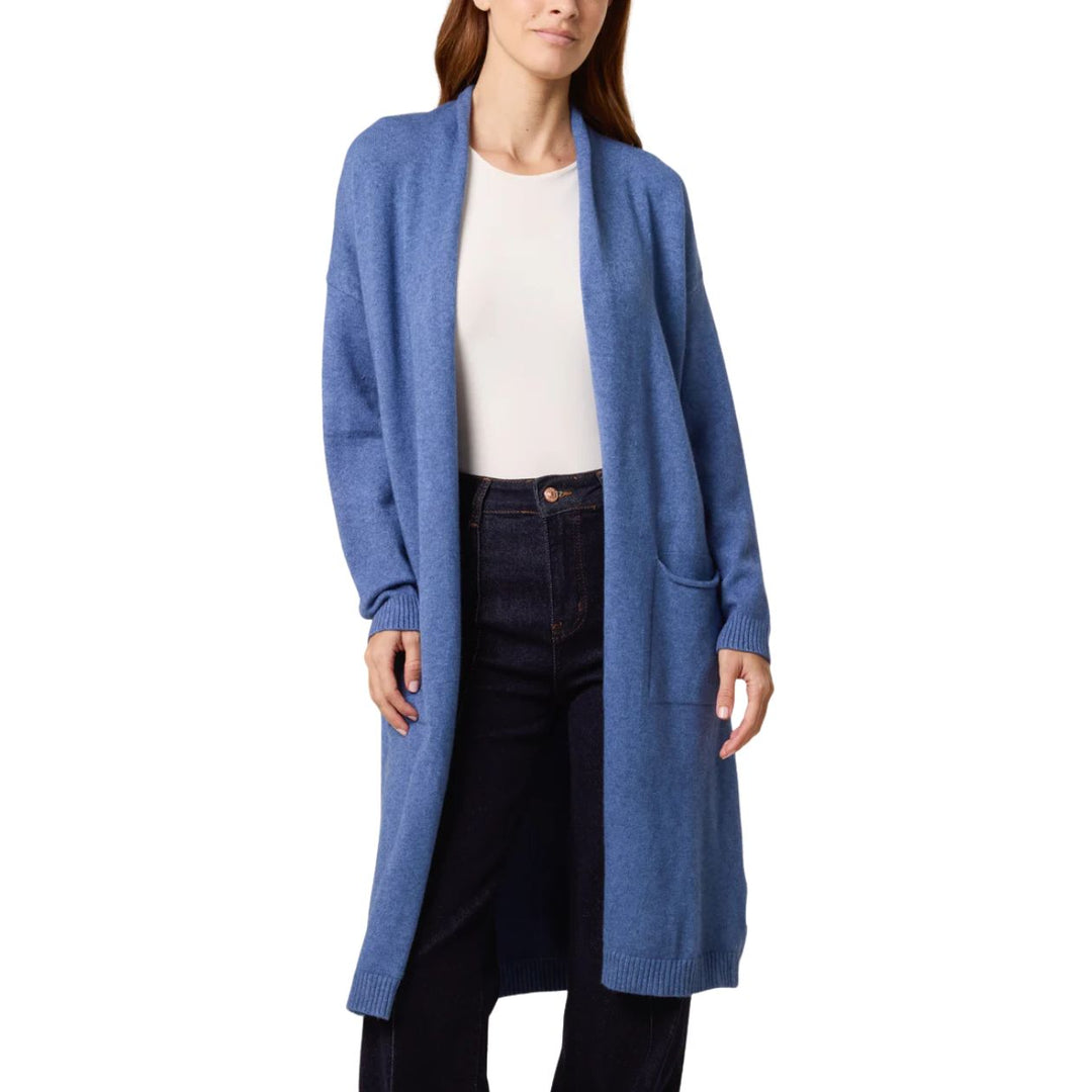 Lincoln Denim Blue Rib Star Cardigan - Sugarplum Boutique