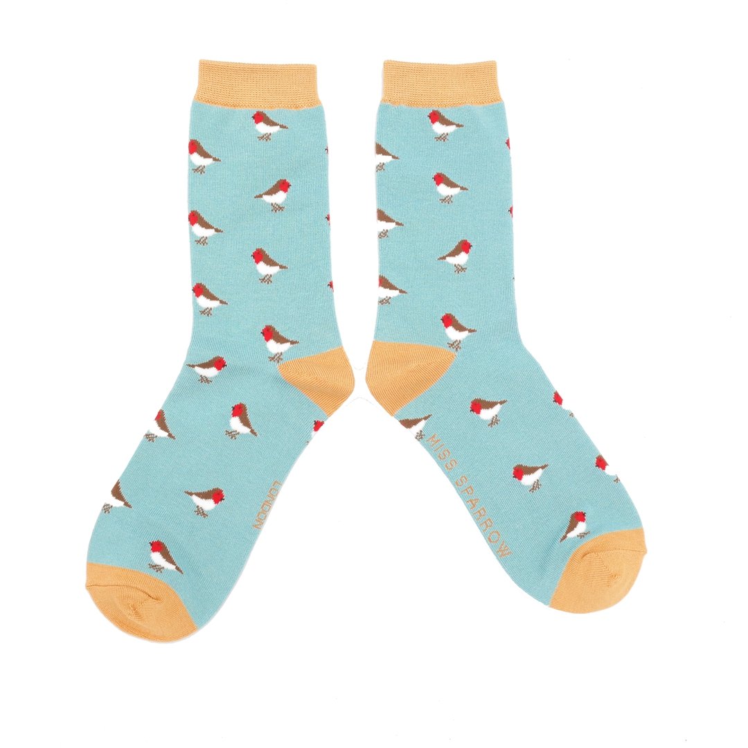 Little Robins Ladies Bamboo Socks Duck Egg Blue - Sugarplum Boutique