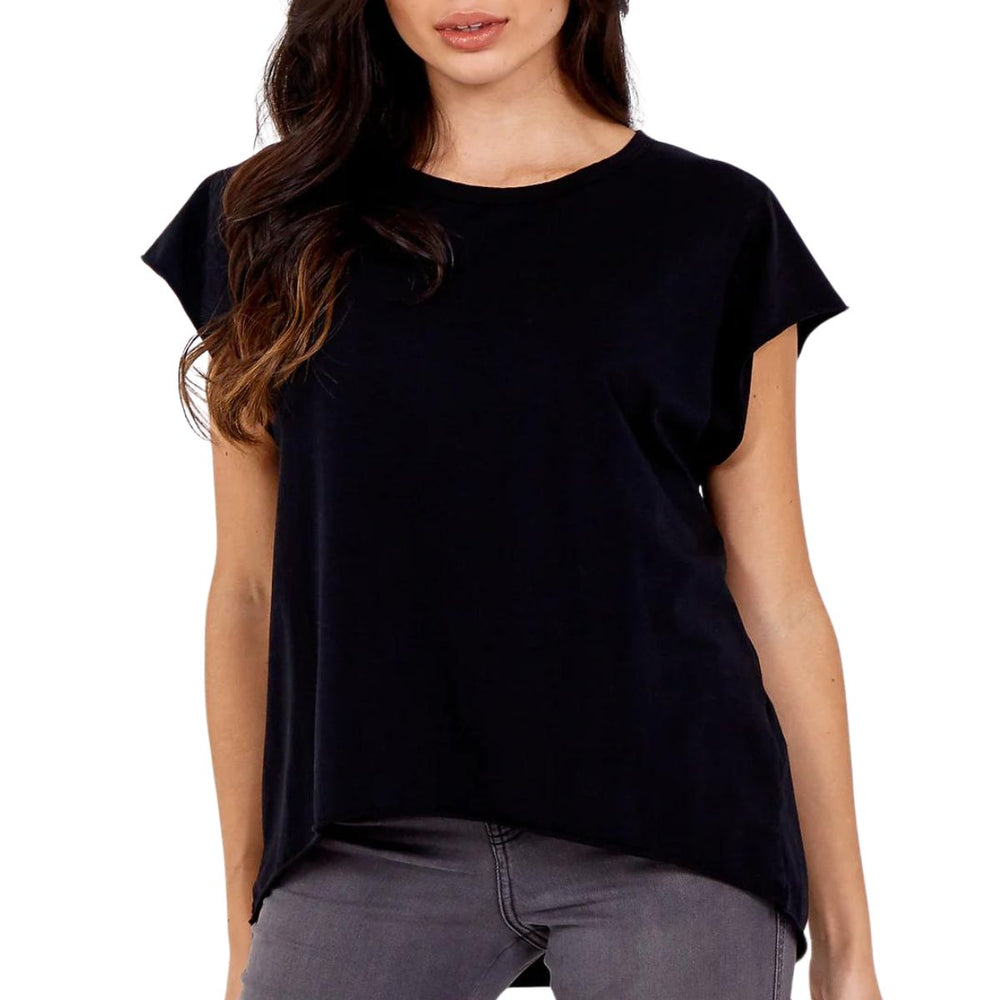 Lizzy Essential Cotton T-Shirt Black - Sugarplum Boutique