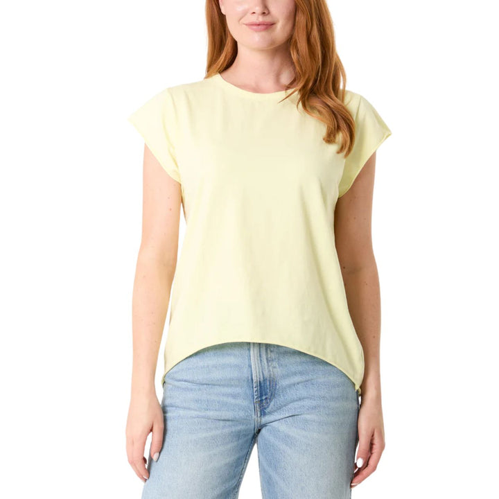 Lizzy Essential Cotton T-Shirt Cap Sleeve Lemon Yellow - Sugarplum Boutique