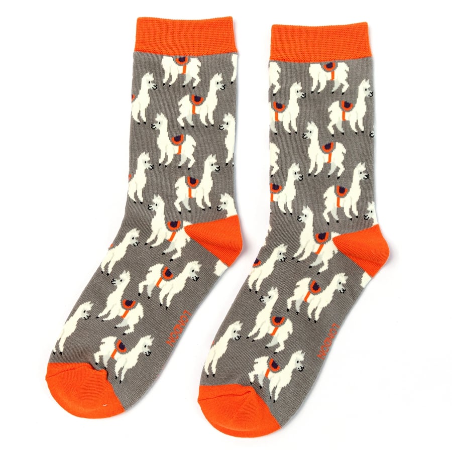 Llamas Grey Ladies Bamboo Socks - Sugarplum Boutique