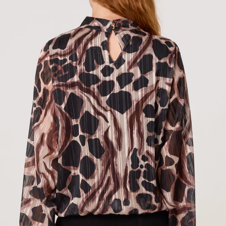 Lola Lurex High Neck Blouse Black - Sugarplum Boutique