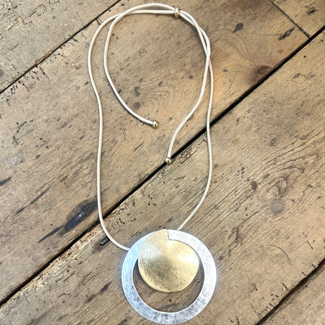 Lolo Double Circle Long Necklace Silver - Sugarplum Boutique