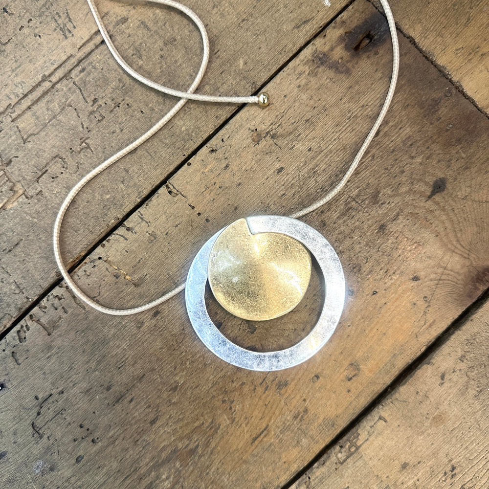 Lolo Double Circle Long Necklace Silver - Sugarplum Boutique