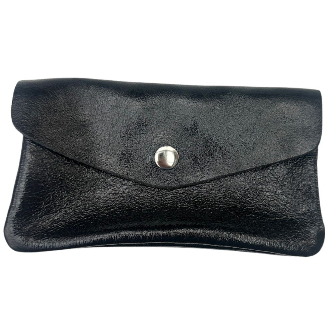 Lottie Black Metallic Leather Purse - Sugarplum Boutique