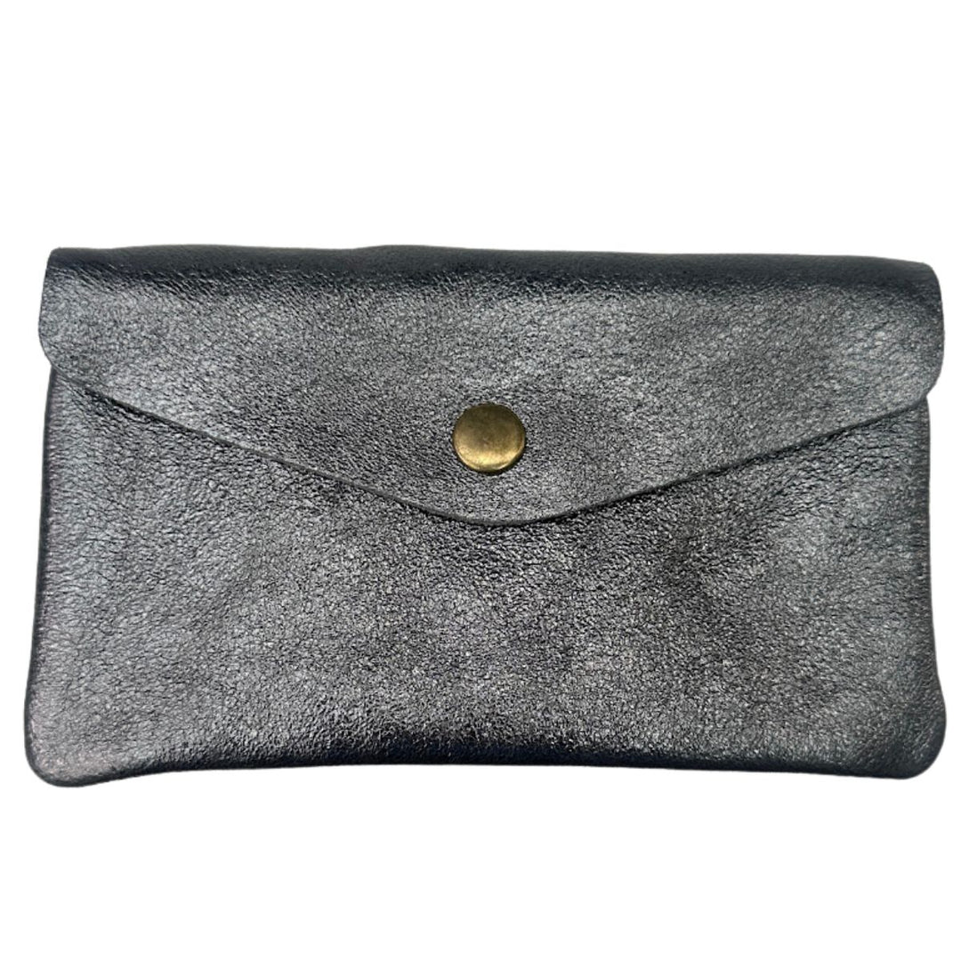 Lottie Pewter Metallic Leather Purse - Sugarplum Boutique